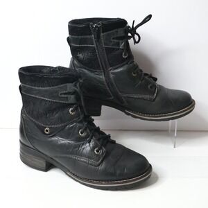 Dromedaris Kara Velvet Black Leather Boots Side Zip Floral 39 Boho Comfy $245